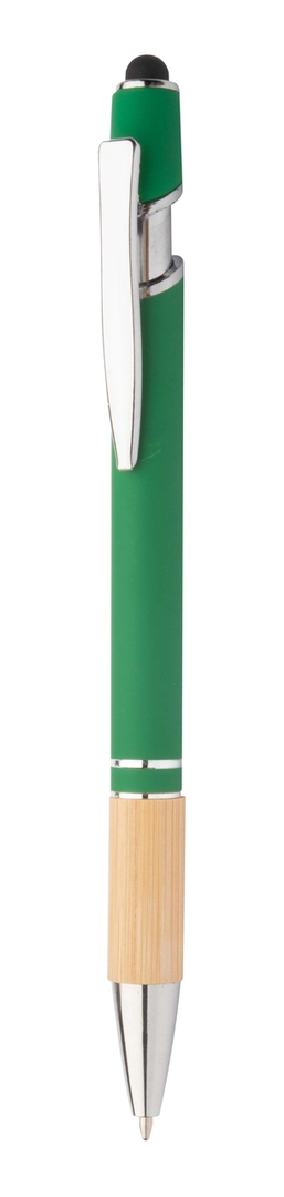 Stylo à bille avec stylet et embase bambou personnalisable