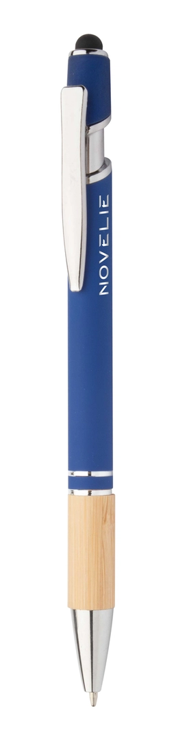 Stylo à bille avec stylet et embase bambou personnalisable