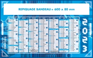 Calendrier bancaire 2025  TECHNO 65 x 40 cm - 7 mois par face personnalisable