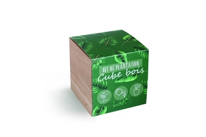 Cube en bois avec kit de plantation personnalisable