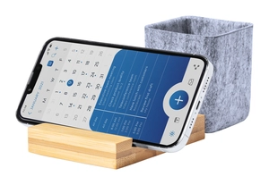 Set de bureau en bambou et feutre avec support smartphone personnalisable