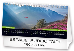 Calendrier chevalet 2025  MONTAGNE DE FRANCE 21 x 15 cm - 13 feuillets personnalisable