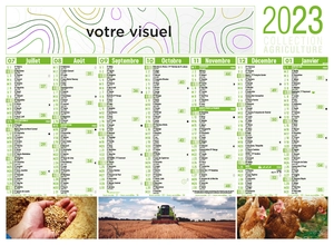 Calendrier bancaire 2025  AGRICULTURE format 55 x 40 cm - 7 mois par face personnalisable