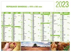 Calendrier bancaire 2025  AGRICULTURE format 55 x 40 cm - 7 mois par face personnalisable