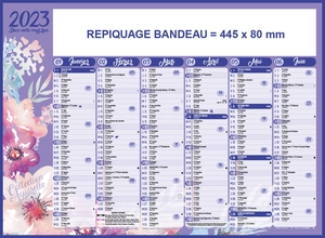 Calendrier bancaire 2025  AQUARELLE - format 55 x 40 cm - 6 mois par face personnalisable