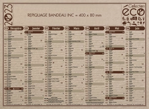 Calendrier bancaire 2025  ECO 55 x 40 cm - 7 mois par face personnalisable