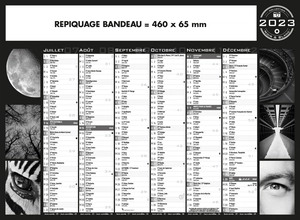 Calendrier bancaire 2025  NOIR & BLANC format 55 x 40 cm - 6 mois par face personnalisable