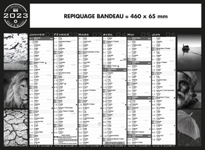 Calendrier bancaire 2025  NOIR & BLANC format 55 x 40 cm - 6 mois par face personnalisable