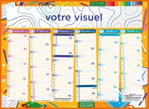 Calendrier bancaire 2025  SCOLAIRE - format 27 x 21 cm - 6 mois par face personnalisable