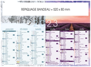 Calendrier bancaire 2025  SOLSTICES format 55 x 40 cm - 6 mois par face personnalisable