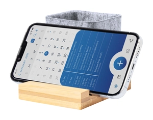 Set de bureau en bambou et feutre avec support smartphone personnalisable