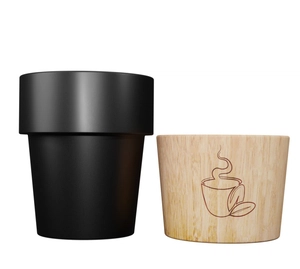 Mug céramique 150 ml avec sa base aimantée en bois d'hévéa personnalisable