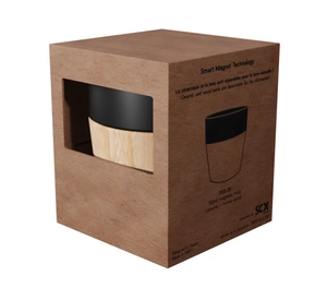 Mug céramique 150 ml avec sa base aimantée en bois d'hévéa personnalisable