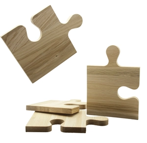 Set de 4 planches en bois de chêne - planche à découper puzzle personnalisable