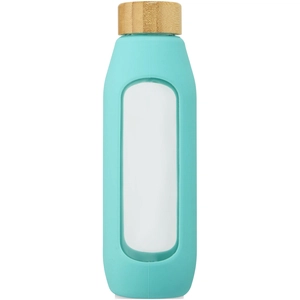 Bouteille d'eau 600 ml en verre borosilicate avec grip silicone personnalisable