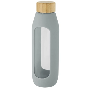 Bouteille d'eau 600 ml en verre borosilicate avec grip silicone personnalisable