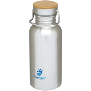 Bouteille de sport 550 ml en acier inoxydable - Couvercle bambou personnalisable