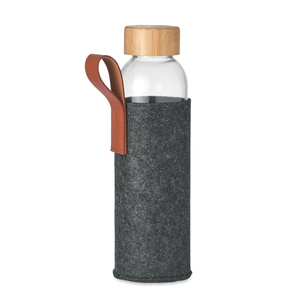 Bouteille en verre 500 ml avec pochette en feutre PET recyclé personnalisable