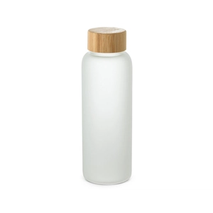 Bouteille en verre borosilicate opaque, couvercle en bambou personnalisable