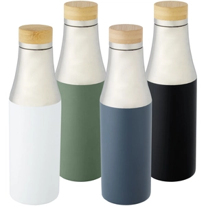 Bouteille isotherme 540 ml avec isolation en cuivre - bouchon bambou personnalisable