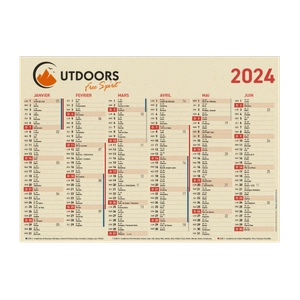 Calendrier bancaire 2024 en canne à sucre - Fabrication France personnalisable