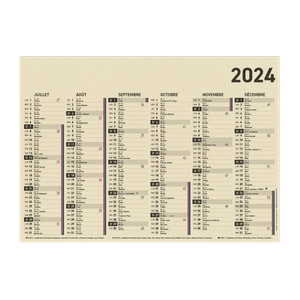 Calendrier bancaire 2024 en canne à sucre - Fabrication France personnalisable