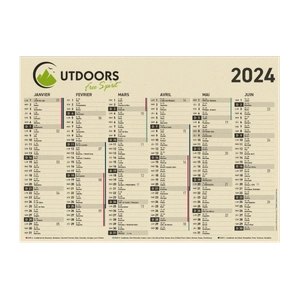 Calendrier bancaire 2024 en canne à sucre - Fabrication France personnalisable