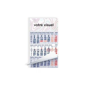 Calendrier feuillets 2025  Triptyques - 3 mois par page personnalisable