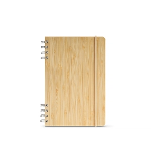 Carnet de notes A5 à spirales avec couverture en bambou - 196 pages recyclées 70 g/m2 à points personnalisable