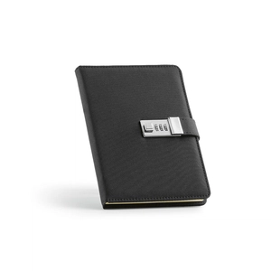 Carnet de notes A5 en RPET 300D avec cadenas - carnet amovible 192 pages FSC 70g/m personnalisable