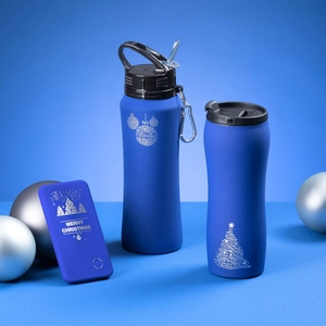 Coffret mug 450 ml et gourde 700ml, finition soft touch personnalisable