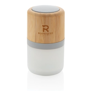 Enceinte 3W en bambou avec lumière d'ambiance personnalisable