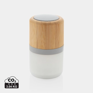 Enceinte 3W en bambou avec lumière d'ambiance personnalisable