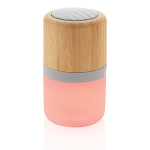 Enceinte 3W en bambou avec lumière d'ambiance personnalisable