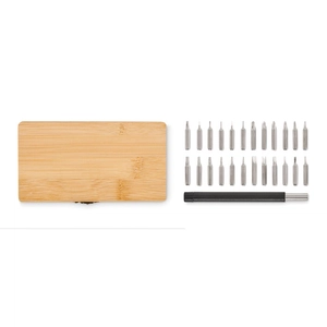 Kit d'outils de réparation avec étui en bambou - 24 pièces personnalisable