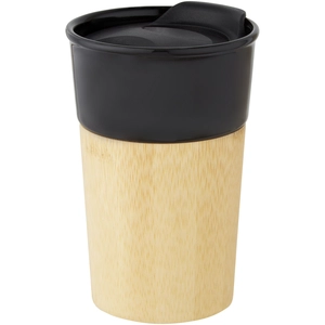 Mug en porcelaine et bambou 320 ml - Tasse avec couvercle anti fuite personnalisable