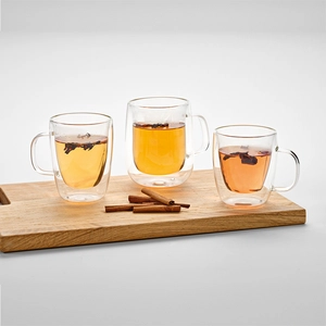 Mug en verre borosilicate 300 ml double paroi avec anse personnalisable