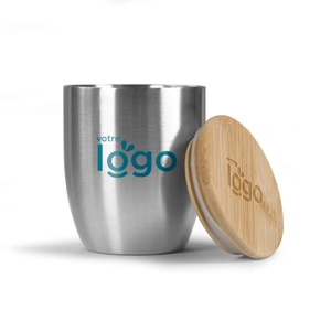 Mug isotherme en acier inoxydable 280 ml - bouchon bambou personnalisable