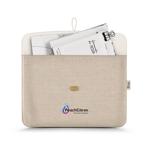 Pochette porte ordinateur ou porte documents en chanvre - label GOTS personnalisable