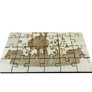 Puzzle rectangle en bois made in France - 20x14 cm personnalisable