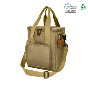 Sac isotherme en RPET avec ouvre bouteille en bois - en polyester recyclé personnalisable