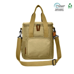 Sac isotherme en RPET avec ouvre bouteille en bois - en polyester recyclé personnalisable