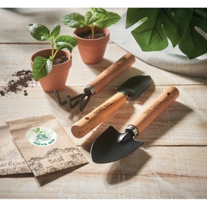 Set de 3 outils de jardinage - avec pochette en feutre PET recyclé personnalisable