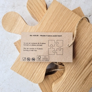 Set de 4 planches en bois de chêne - planche à découper puzzle personnalisable