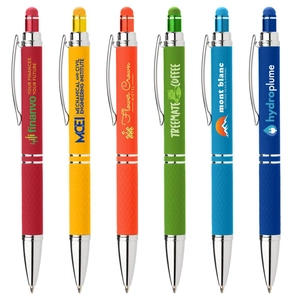 Stylo stylet aux couleurs vives - finition touché doux personnalisable