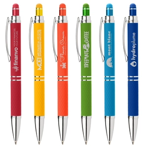 Stylo stylet aux couleurs vives - finition touché doux personnalisable