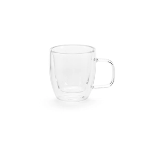 Tasse en verre borosilicate 65 ml double paroi avec anse personnalisable