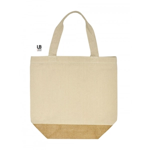 Totebag coton canvas et jute avec poche intérieure - fermeture zippée personnalisable