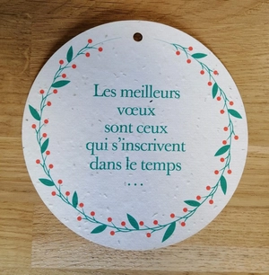 Carte en papier de graines rond - diamètre 15cm 250gr personnalisable