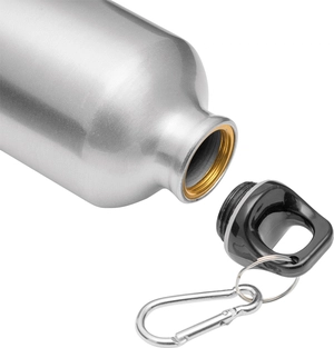 Gourde en aluminium avec mousqueton 400 ml - poignée plastique personnalisable